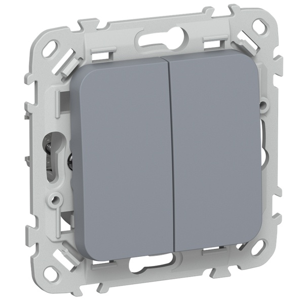 Переключатель двухклавишный ИЭК FLITE ВС62-1-0-ФлМ 10А маренго