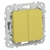 Переключатель двухклавишный ИЭК FLITE ВС62-1-0-ФлЖК 10А желтый карри