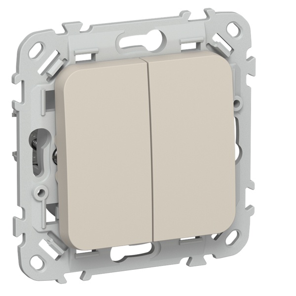 Переключатель двухклавишный ИЭК FLITE ВС62-1-0-ФлЛ 10А льняной