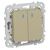 Переключатель двухклавишный с индикацией ИЭК FLITE ВС62-1-1-ФлХ 10А хаки
