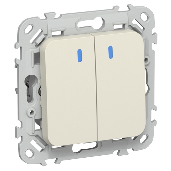 Переключатель двухклавишный с индикацией ИЭК FLITE ВС62-1-1-ФлСл 10А сливочный
