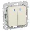 Переключатель двухклавишный с индикацией ИЭК FLITE ВС62-1-1-ФлСл 10А сливочный