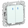 Переключатель двухклавишный с индикацией ИЭК FLITE ВС62-1-1-ФлХЛ 10А холодный лёд