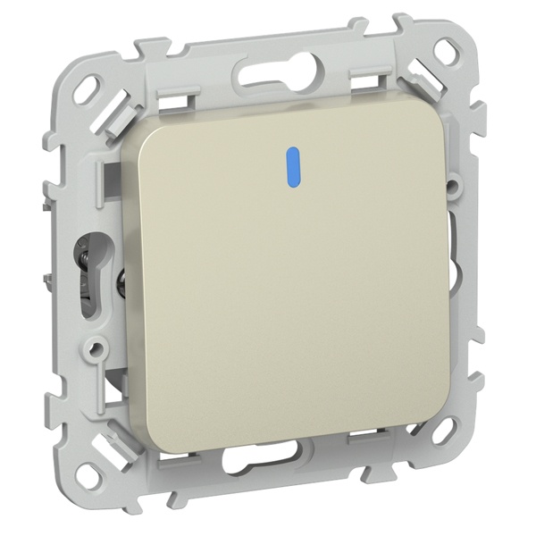 Выключатель кнопочный одноклавишный с индикацией ИЭК FLITE ВС11-2-1-ФлШ 10А шампань