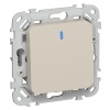 Выключатель кнопочный одноклавишный с индикацией ИЭК FLITE ВС11-2-1-ФлЛ 10А льняной