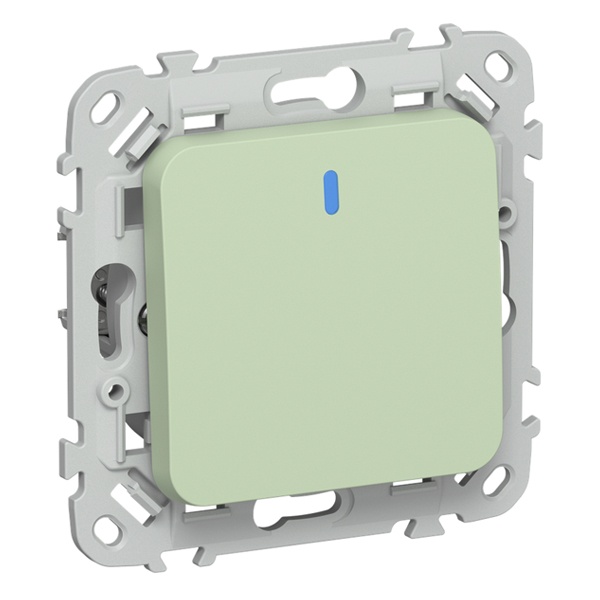 Выключатель кнопочный одноклавишный с индикацией ИЭК FLITE ВС11-2-1-ФлФ 10А фисташковый