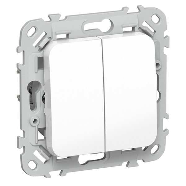 Выключатель кнопочный двухклавишный ИЭК FLITE ВС12-2-0-ФлБ 10А белый