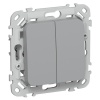 Выключатель кнопочный двухклавишный ИЭК FLITE ВС12-2-0-ФлС 10А серый