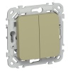 Выключатель кнопочный двухклавишный ИЭК FLITE ВС12-2-0-ФлО 10А оливковый