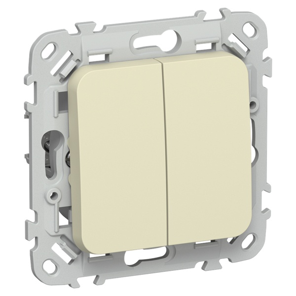 Выключатель кнопочный двухклавишный ИЭК FLITE ВС12-2-0-ФлН 10А навахо