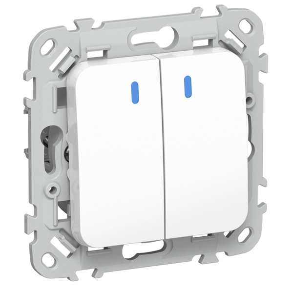 Выключатель кнопочный двухклавишный с индикацией ИЭК FLITE ВС12-2-1-ФлБ 10А белый