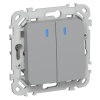 Выключатель кнопочный двухклавишный с индикацией ИЭК FLITE ВС12-2-1-ФлС 10А серый