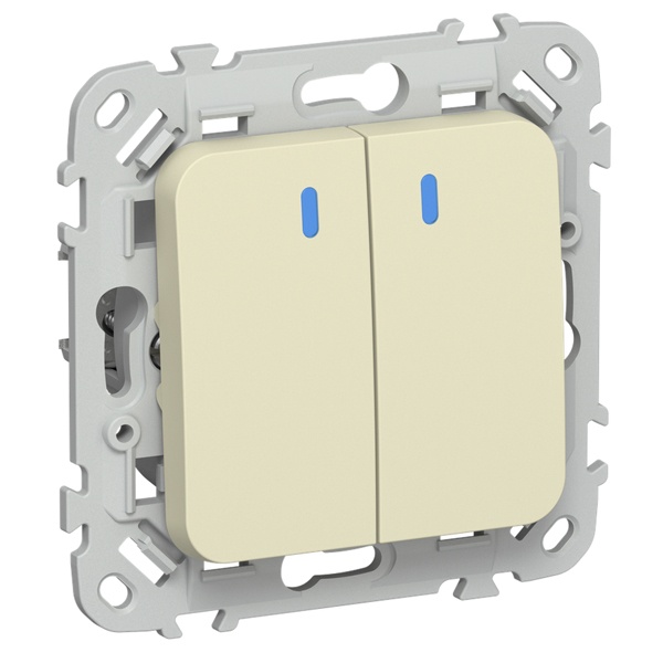 Выключатель кнопочный двухклавишный с индикацией ИЭК FLITE ВС12-2-1-ФлН 10А навахо