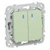 Выключатель кнопочный двухклавишный с индикацией ИЭК FLITE ВС12-2-1-ФлФ 10А фисташковый