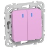 Выключатель кнопочный двухклавишный с индикацией ИЭК FLITE ВС12-2-1-ФлПр 10А пурпурный