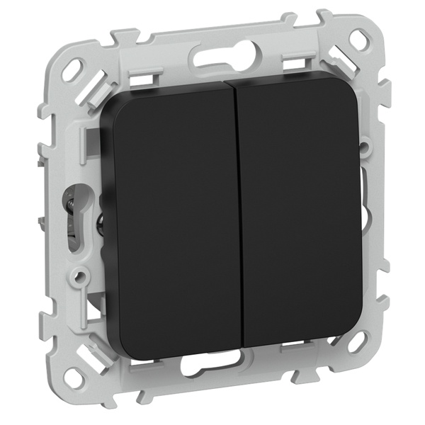 Выключатель жалюзи двухклавишный кнопочный ИЭК FLITE ВЖ52-2-0-ФлЧ 10А черный