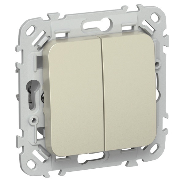 Выключатель жалюзи двухклавишный кнопочный ИЭК FLITE ВЖ52-2-0-ФлШ 10А шампань