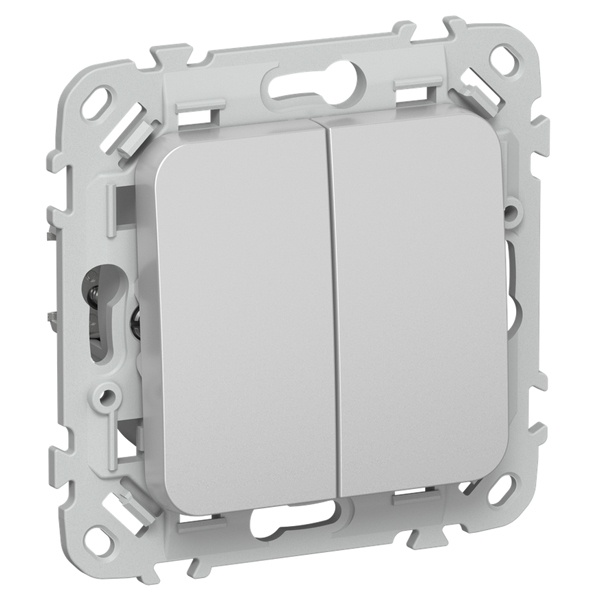 Выключатель жалюзи двухклавишный кнопочный ИЭК FLITE ВЖ52-2-0-ФлА 10А алюминий