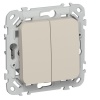 Выключатель жалюзи двухклавишный кнопочный ИЭК FLITE ВЖ52-2-0-ФлЛ 10А льняной