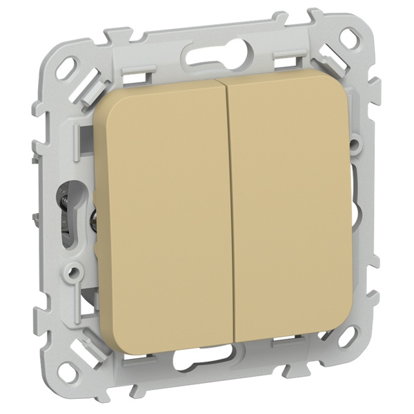 Выключатель жалюзи двухклавишный кнопочный ИЭК FLITE ВЖ52-2-0-ФлШм 10А шамуа