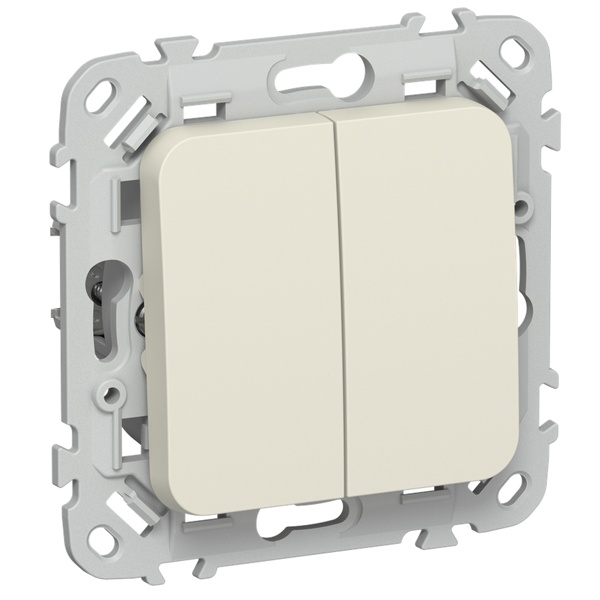 Выключатель жалюзи двухклавишный с блокировкой ИЭК FLITE ВЖ42-2-0-ФлСл 10А сливочный
