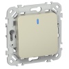 Выключатель кнопочный одноклавишный проходной с индикацией ИЭК FLITE ВС61-2-1-ФлШ 10А шампань