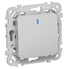 Выключатель кнопочный одноклавишный проходной с индикацией ИЭК FLITE ВС61-2-1-ФлА 10А алюминий