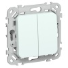 Выключатель кнопочный двухклавишный проходной ИЭК FLITE ВС62-2-0-ФлХЛ 10А холодный лёд