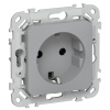 Розетка с заземлением ИЭК FLITE РС11-1-ФлС 16А автозажим серый