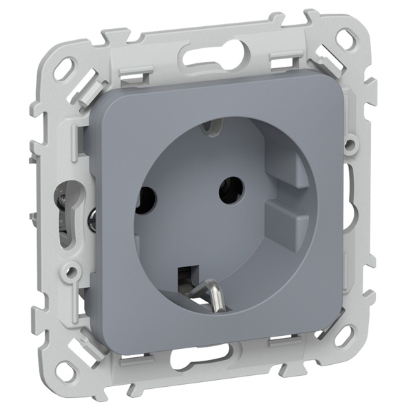 Розетка с заземлением ИЭК FLITE РС11-1-ФлМ 16А автозажим маренго