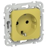 Розетка с заземлением ИЭК FLITE РС11-1-ФлЖК 16А автозажим желтый карри