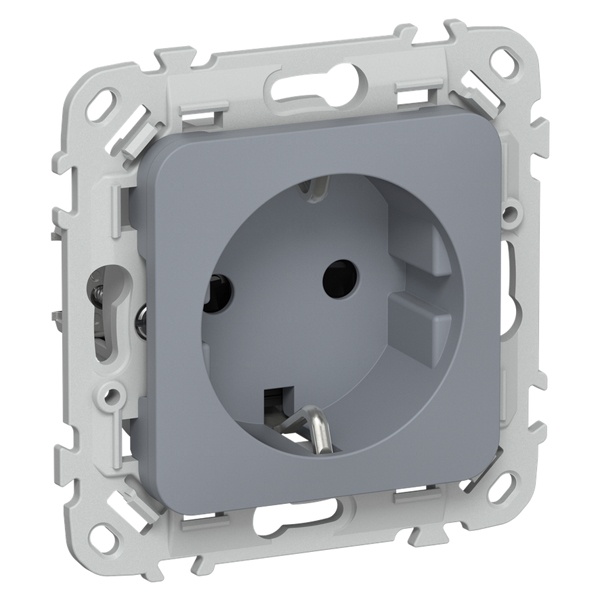 Розетка с заземлением ИЭК FLITE РСш11-0-ФлМ 16А шторки маренго