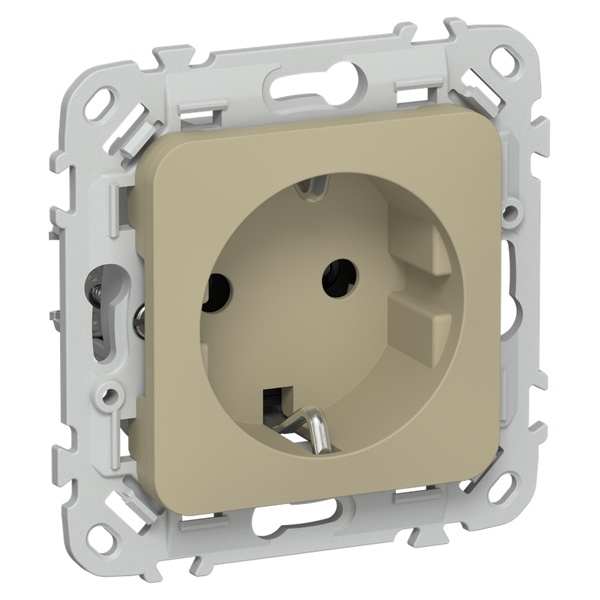 Розетка с заземлением ИЭК FLITE РСш11-0-ФлХ 16А шторки хаки