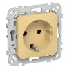Розетка с заземлением ИЭК FLITE РСш11-0-ФлЗ 16А шторки золотарник
