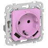 Розетка с зарядкой 2Р+Е со шторками ИЭК FLITE РСЮша11-0-ФлПр 16А с USB AA 3,1А пурпурный