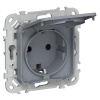 Розетка с заземлением ИЭК FLITE РСшкр11-1-44-ФлМ 16А шторки крышка IP44 автозажим маренго