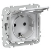 Розетка с заземлением ИЭК FLITE РСшкр11-1-44-ФлЖ 16А шторки крышка IP44 автозажим жемчуг