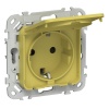 Розетка с заземлением ИЭК FLITE РСшкр11-0-44-ФлЖК 16А шторки крышка IP44 желтый карри