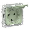 Розетка с заземлением ИЭК FLITE РСшкр11-0-44-ФлФ 16А шторки крышка IP44 фисташковый