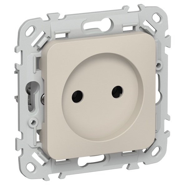 Розетка без заземления ИЭК FLITE РС01-1-ФлЛ 10А автозажим льняной