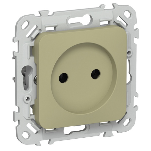 Розетка без заземления ИЭК FLITE РСш01-1-ФлО 10А шторки автозажим оливковый