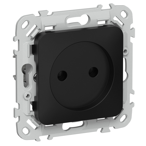 Розетка без заземления ИЭК FLITE РСш01-0-ФлЧ 10А шторки черный