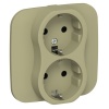 Розетка 2-я с заземлением в сборе ИЭК FLITE РС12-1-А-ФлО 16А автозажим оливковый