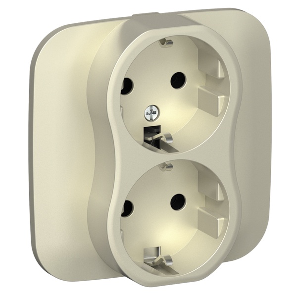 Розетка 2-я с заземлением в сборе ИЭК FLITE РС12-1-А-ФлШ 16А автозажим шампань