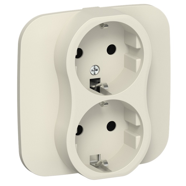 Розетка 2-я с заземлением в сборе ИЭК FLITE РС12-1-А-ФлСл 16А автозажим сливочный