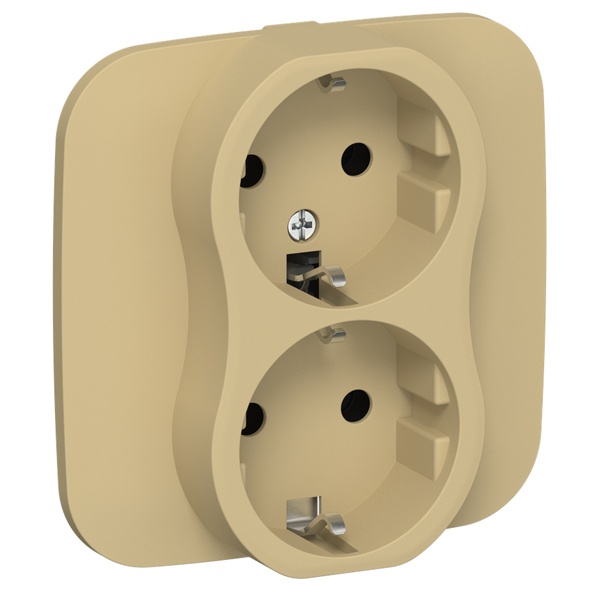 Розетка 2-я с заземлением в сборе ИЭК FLITE РС12-1-А-ФлШм 16А автозажим шамуа