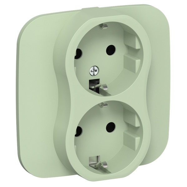 Розетка 2-я с заземлением в сборе ИЭК FLITE РС12-1-А-ФлФ 16А автозажим фисташковый