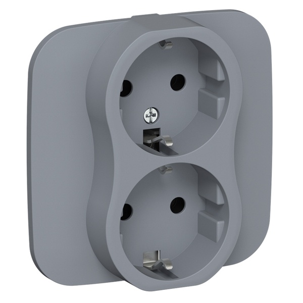 Розетка 2-я с заземлением в сборе ИЭК FLITE РС12-0-А-ФлМ 16А маренго