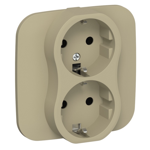 Розетка 2-я с заземлением в сборе ИЭК FLITE РС12-0-А-ФлХ 16А хаки