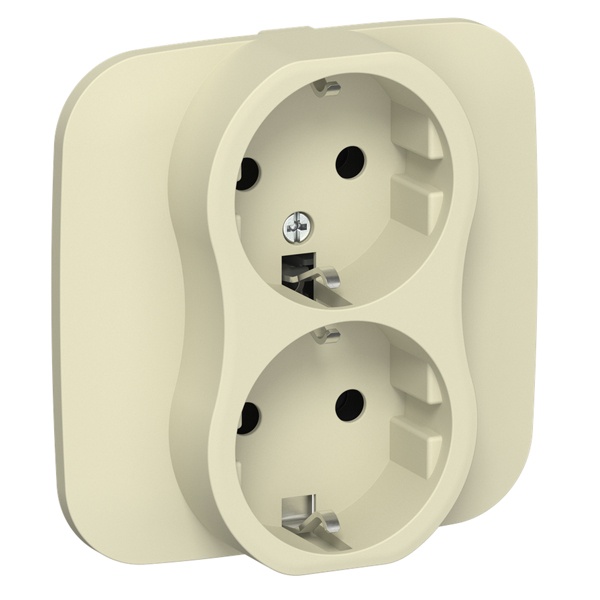 Розетка 2-я с заземлением в сборе ИЭК FLITE РС12-0-А-ФлН 16А навахо